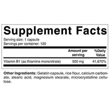 Load image into Gallery viewer, Vitamatic Vitamin B1 (Thiamine) 500mg, 120 Capsules