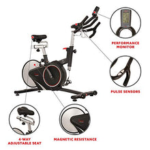 Load image into Gallery viewer, Sunny Health & Fitness Magnetic Rear Belt Drive Indoor Cycling Bike with RPM Cadence Sensor - SF-B1709, Black