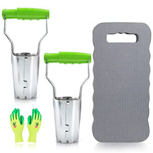 Load image into Gallery viewer, Colwelt Bulb Planter Set 4Pcs, Includes 2 Bulb Planters with Depth Markers and Automatic Soil Release, 1 Kneeling Pad, 1 Garden Gloves, Great Bulb Transplanter for Planting Tulips, Daffodils, Dahlias