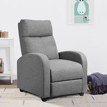 Load image into Gallery viewer, JUMMICO Fabric Recliner Chair Adjustable Home Theater Single Massage Recliner Sofa Furniture with Thick Seat Cushion and Backrest Modern Living Room Recliners (Grey)