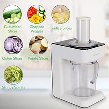 Load image into Gallery viewer, Electric Food Spiralizer Slicer Chopper - 3-in-1 Vegetable Processor, Fruit Cutter, Spiral Shredder Machine, Veggie Spaghetti Noodle, Zoodle Maker w/ 3 Cutting Blade, 1.2L Bowl - NutriChef PKESPR26