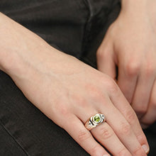 Load image into Gallery viewer, Gem Stone King 1.95 Ct Round Green Peridot Black Diamond 925 Sterling Silver Men's Ring (Size 8)
