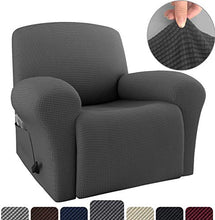 Load image into Gallery viewer, Rose Home Fashion RHF 4 Separate Piece Stretch Recliner Slipcovers, Recliner Chair Cover, Recliner Cover Furniture Protector Elastic Bottom, Recliner Slipcover with Side Pocket (Darkgray-Recliner)