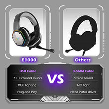 Load image into Gallery viewer, EKSA E1000 USB Gaming Headset for PC - Computer Headphones with Microphone/Mic Noise Cancelling, 7.1 Surround Sound Wired Headset&RGB Light - Gaming Headphones for PS4/PS5 Console Laptop