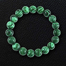 Load image into Gallery viewer, Forziani 10mm Malachite Beaded Bracelet for Men - Luck and Money - High Quality Stretch Green Gemstone Beads Mens Bracelet Size Medium - Made in USA Gift Box Included