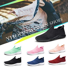 Load image into Gallery viewer, YHOON Women's Walking Shoes Slip on Sneakers - Lightweight Tennis Shoes Sock Sneakers Black White 6