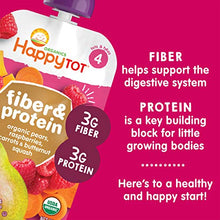 Load image into Gallery viewer, Happy Tot Organics Fiber & Protein Pouch Stage 4 Pears Raspberries Butternut Squash & Carrots, 4 Ounce Pouch (8 Pack)