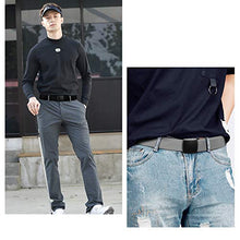 Load image into Gallery viewer, WHIPPY 2 Pack Elastic Stretch Belt for Men, Nickle Free Hiking Nylon Belt in YKK Buckle (Black Gray, Fit Pants Below 35 Inches)