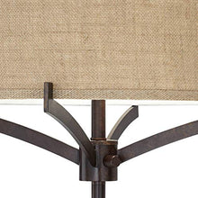 Load image into Gallery viewer, Tremont Mid Century Modern Floor Lamp Deep Bronze Tan Burlap Drum Shade for Living Room Reading Bedroom Office - Franklin Iron Works
