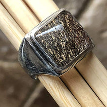 Load image into Gallery viewer, Genuine Black Rutilated 925 Solid Sterling Silver Men's Ring Size 6.75