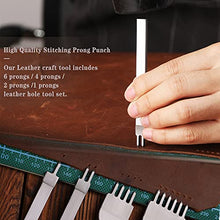 Load image into Gallery viewer, 50 Pieces Leather Working Tools and Supplies with Leather Tool Box Prong Punch Edge Beveler Wax Ropes Needles Perfect for Stitching Punching Cutting Sewing Leather Craft Making