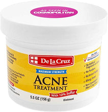 Load image into Gallery viewer, De La Cruz 10% Sulfur Ointment Acne Treatment - Medication to Clear Cystic Acne Pimples and Blackheads on Face and Body - Made in USA - Jumbo Size 5.5 oz