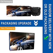 Load image into Gallery viewer, Emarth Telescope, Travel Scope 70mm/360mm Astronomical Refracter Telescope with Tripod & Finder Scope, Portable Telescope for Kids Beginners Adults (Blue)