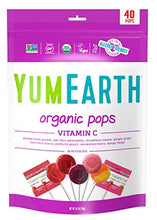 Load image into Gallery viewer, YumEarth Organic Vitamin C Lollipops, 40 lollipops per Pack, 8.7 Ounce (Pack of 1) - Allergy Friendly, Non GMO, Gluten Free, Vegan (Packaging May Vary)