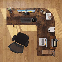 Load image into Gallery viewer, Corner Side L Shaped Table, Home Office Computer Desk with Small Desktop Shelf, Study Writing Desk with Round Fillet Edge, Desks for SOHO, Gaming Workstation with Monitor Stand (Rustic Brown)
