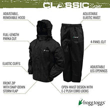 Load image into Gallery viewer, FROGG TOGGS Men's Classic All-Sport Waterproof Breathable Rain Suit, Black Jacket/Black Pants, Medium
