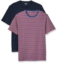 Load image into Gallery viewer, Amazon Essentials Men's 2-Pack Slim-Fit Short-Sleeve Crewneck T-Shirt, -Red, White, Blue Feeder/Navy, X-Small