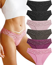 Load image into Gallery viewer, Seamless Underwear for Women Sexy No Show Bikini Panties Lace Ladies High Cut Hipster Invisible Stretch Cheeky 6 Pack S-XL