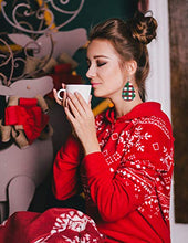 Load image into Gallery viewer, Leather Earrings for Women Christmas Xmas Earrings Teardrop Dangle Lightweight Faux Leather Earrings Holiday Earrings for Christmas New Year Party Decorations Supplies