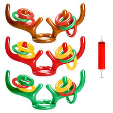 Load image into Gallery viewer, jumping meters Christmas Games Inflatable Reindeer Antler Ring Toss Game Christmas Toys Indoor Outdoor Games for Kids Adults (3 Antlers 18 Rings)