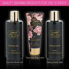 Load image into Gallery viewer, Home Spa Gift Basket, Luxury 8 Piece Bath & Body Set For Men and Women, Fresh Peony Scent - Contains Shower Gel, Bubble Bath, Lotion, Bath Salt, Body Scrub, Bath Soap, Back Scrubber & Cosmetic Bag