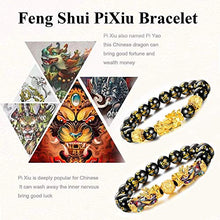 Load image into Gallery viewer, CASSIECA 8Pcs Feng Shui Good Luck Bracelets for Men Women Feng Shui Black Obsidian Wealth Bracelet Adjustable Elastic Attract Wealth Money Pi Xiu Bracelet with Gift Bag