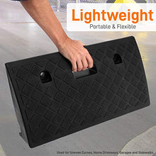 Load image into Gallery viewer, Portable Lightweight Plastic Curb Ramps - 2PC Heavy Duty Plastic Threshold Ramp Set for Driveway, Loading Dock, Sidewalk, Car, Truck, Scooter, Bike, Motorcycle, Wheelchair Mobility - Pyle PCRBDR27