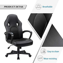 Load image into Gallery viewer, Furmax Office Desk Leather Gaming, High Back Ergonomic Adjustable Racing Task Swivel Executive Computer Chair Headrest and Lumbar Support (Black)