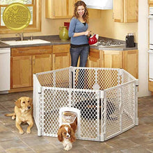 Load image into Gallery viewer, North States Mypet 18.5 Sq.'. Petyard Passage: 6 panel pet enclosure with lockable pet door. Freestanding. 18.5 sq. ft. (26" tall, Light Gray)