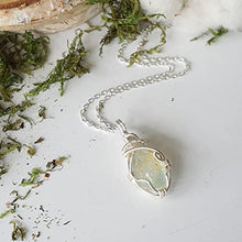 Load image into Gallery viewer, Raw Topaz Necklace - Light Blue Topaz Pendant - November Birthstone Jewelry - Silver Necklace - 24 Inch Silver Chain - Gift for Women - Gift Box