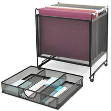 Load image into Gallery viewer, EASEPRES Desk Hanging File Box Organizer with Drawer, Black Mesh Metal Folder Holder Storage Bin, Letter Size