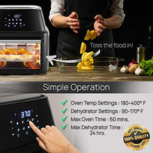 Load image into Gallery viewer, NutriChef PKAIRFR96 1800W High Power Air Fryer Plus Food Dehydrator And Rotisserie Oven Combo-17+ Quart, (L x W x H): 11.8’’ x 9.8’’ x 7.5’’, Black