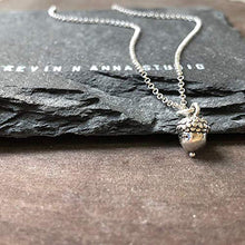 Load image into Gallery viewer, Sterling Silver 3D Petite Acorn Charm Necklace, 16"