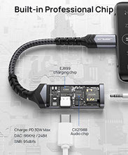 Load image into Gallery viewer, JSAUX USB C to 3.5mm Headphone and Charger Adapter, 2-in-1 USB C to AUX Mic Jack with PD 30W Fast Charging for Stereo, Earphones,Compatible with Galaxy S20/S21/S22 Note 20/10, Pixel 2/3/4 XL,-Grey