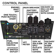 Load image into Gallery viewer, Westinghouse WGen9500DF Dual Fuel Portable Generator-9500 Rated 12500 Peak Watts Gas or Propane Powered-Electric Start-Transfer Switch & RV Ready, CARB Compliant