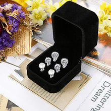 Load image into Gallery viewer, Jstyle Stud Earrings for Women 18K White Gold Rose Plated CZ Halo Earrings Created Opal Earrings Set for Sensitive Ears with Gift Box