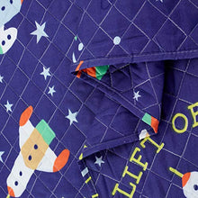 Load image into Gallery viewer, 3 Pcs Kids Space Quilt Summer Bedspreads Full/Queen Size Galaxy Coverlet Set,Cute Spaceship Plane Numbers Planet Bed Cover Lightweight Kids Universe Blanket Galaxy Bedding for Teens Boys-Purple