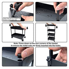 Load image into Gallery viewer, AOJIA 4 Tier Utility Cart, Bathroom Storage Cart Organizer Mobile Shelf Units Black Bathroom Cart with Wheels for Bathroom, Bedroom, Kitchen Laundry Narrow Places