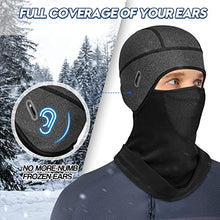Load image into Gallery viewer, Lauzq Helmet Liner Beanie with Mask,Cycling Fleece Winter Hat Skull Cap Thermal Headwear Ear Warmer,Gray-A