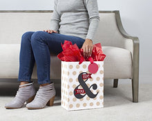 Load image into Gallery viewer, Hallmark 13" Large Anniversary Gift Bag with Tissue Paper (You & Me, Polka Dots on White) for Anniversary, Valentines Day, Grooms Gift and More