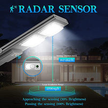 Load image into Gallery viewer, LOVUS 100W Commercial Solar Street Light Dusk to Dawn with Radar Sensor and Remote Control, Two Mount Ways Wall/Pole, IP65 Waterproof Solar Lights for Garden,Parking Lot