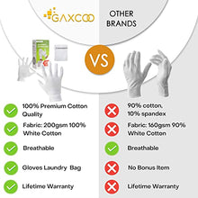 Load image into Gallery viewer, White Cotton Gloves for Moisturizing Hands Overnight Nighttime Bedtime | Women, Lotion, Sleeping, Inspection Premium Cloth Quality | Eczema Dry Sensitive Irritated Skin Spa Therapy Moisture Wristband