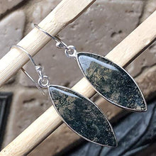 Load image into Gallery viewer, Natural Green Moss Agate 925 Solid Sterling Silver Earrings 40mm