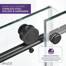 Load image into Gallery viewer, 76 x 48 inch Frameless Shower Door | Matte Black | Madam Complete Shower Kit | Water Repellent Sliding Glass Panel + Bottom Seal Strip Parts + Easy Glide Rollers | SD-AZ13-01MB