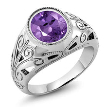 Load image into Gallery viewer, Gem Stone King 925 Sterling Silver Oval Amethyst Men's Ring 4.60 Ct (Size 10)