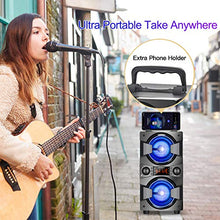 Load image into Gallery viewer, 60W Bluetooth Speakers Portable Wireless Speaker with Double Subwoofer Heavy Bass, FM Radio, Microphone, Lights, Remote, EQ, Loud Stereo Sound System Speaker for Home Outdoor Party Camping (1MIC)