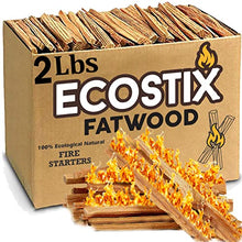 Load image into Gallery viewer, EasyGoProducts Eco-Stix Fatwood Fire Starter Kindling Firewood Sticks – 100% Organic – Firestarter for Wood Stoves, Fireplaces, Campfires, Bonfires, 02 Pounds, 02 Lbs