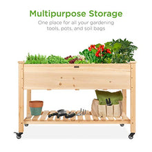 Load image into Gallery viewer, Best Choice Products Raised Garden Bed 48x24x32-inch Mobile Elevated Wood Planter w/Lockable Wheels, Storage Shelf, Protective Liner