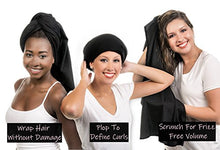 Load image into Gallery viewer, Hair RePear Ultimate Hair Towel for Long Hair - Anti Frizz Premium Cotton Product to Enhance Healthy Natural Hair Perfect for Plopping Wrapping Scrunching Straight Wavy or Curly Hair -21x44in Black