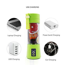 Load image into Gallery viewer, Portable blender Personal 6 Blades Juicer Cup Household Fruit Mixer, With Magnetic Secure Switch, USB Charger Cable 380ML(Green)